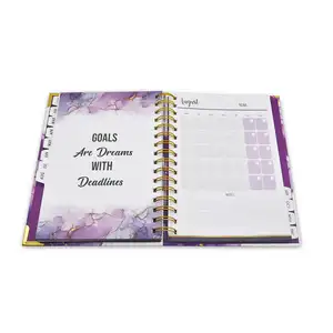Custom Printed Notebook Spiral Binding Hardcover Cover Day Planner Journal Diary