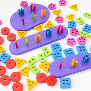 Bloques de Madera Apilables para Bebés, Niños y Niñas de 1 a 3 Años, Regalos de Cumpleaños, Juguete Educativo Sensorial para Clasificar Formas y Colores - Product Image 2
