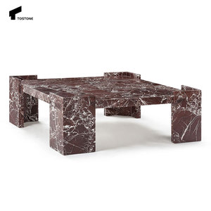 Tavolino da caffè quadrato in marmo <span class=keywords><strong>rosso</strong></span> <span class=keywords><strong>Vintage</strong></span> lucido di alta qualità Design moderno per salotto e mobili da cucina - Product Image 5