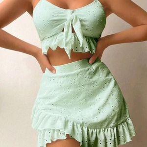Paquete de 3 trajes de baño personalizados para mujer, Bikini con volantes y nudo, falda a la cadera, traje de baño, sujetador acolchado, Top, bañadores, conjuntos de baño personalizados - Product Image 1