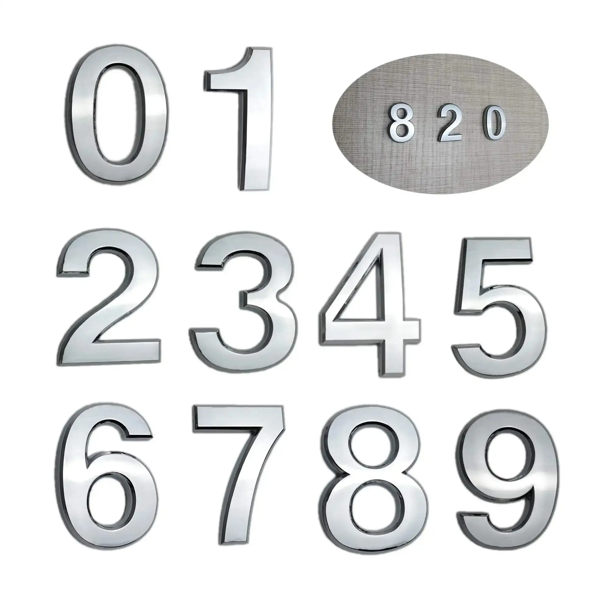 Moderne Splitter Self Stick Hausnummer Kunststoff 0-9 Tür nummern Mailbox Hausnummern