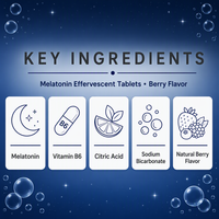 Complément alimentaire à la mélatonine pour le sommeil, agent gélifiant effervescent, vitamine B6, saveur baies, soutien au sommeil, 20 unités, marque privée OEM, suppléments à base de plantes
