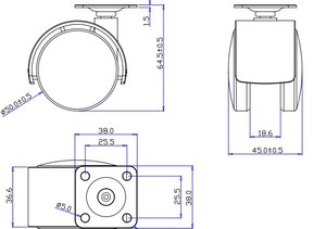 Grey xoay 2inch chất liệu nylon bền và thân thiện với môi không có tiếng ồn im lặng văn phòng Đôi bánh xe đồ nội thất bánh xe - Product Image 6