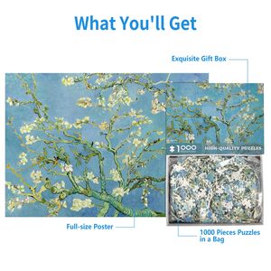 Casse-tête personnalisé de 1000 pièces Casse-tête de <span class=keywords><strong>Van</strong></span> <span class=keywords><strong>Gogh</strong></span> en fleurs d'amandier 1000 pièces pour adultes Célèbre <span class=keywords><strong>peinture</strong></span> à l'huile - Product Image 5
