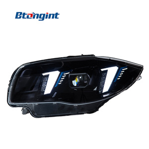 Feux avant LED adaptés aux <span class=keywords><strong>BMW</strong></span> Série 1 <span class=keywords><strong>E87</strong></span> de 2004 à 2011, modification des phares, double couleur LED, feux de jour, lentille - Product Image 4