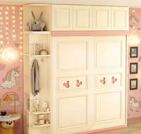 Armoire rose pour chambre à coucher, armoire pour filles, armoire à portes coulissantes pour appartement locatif, armoire à assembler