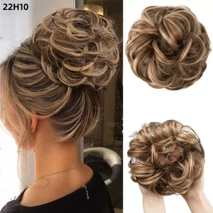 Messy Hair <span class=keywords><strong>Chignon</strong></span> Cheveux Pièces Mix Couleur Élastique Ondulé Bouclés Chouchous Synthétique <span class=keywords><strong>Chignon</strong></span> Extension de Cheveux pour Filles - Product Image 5