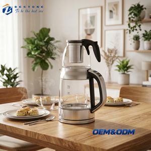 Bouilloire électrique en verre de 1,7 L avec théière de 0,8 L et infuseur à thé, température réglable pour la préparation du thé - Product Image 1