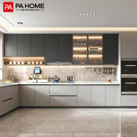 PA Cuisine moderne personnalisée, armoire de rangement en bois avec conception gratuite en 48 heures, îlot de cuisine en contreplaqué en forme de L, ensemble de table, fabriqué en Chine