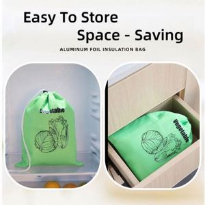 New Waterproof 210d Polyester Aluminum Foil Draw <b>String</b> Food Fruits Vegetables Fresh-keeping Drawstring Insulation Storage <b>Bag</b> - Product Image 6