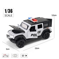 Miniature de voiture de police en alliage moulé sous pression 1:36, 4 portes ouvrables, son et lumière, modèle à rétrofriction avec boîte en acrylique et support rotatif à 360° pour cadeaux