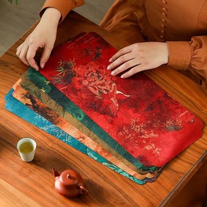 Porcelain Records Tea <b>Mat</b> Ramie Cotton Linen <b>Waterproof</b> Chinese Retro Style Dry Brewing <b>Mat</b> - Product Image 2