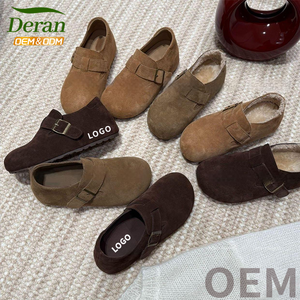 DERAN Nouveauté <span class=keywords><strong>Hiver</strong></span> Sabots <span class=keywords><strong>Birkenstock</strong></span> Unisexe Personnalisés en Cuir Véritable de Haute Qualité avec Support de Voûte Plantaire pour <span class=keywords><strong>Femme</strong></span> - Product Image 1