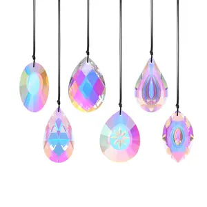 AB coated Hanging Chandelier Crystals Prisms for Window Suncatchers Chandelier Parts Rainbow Maker Pendants