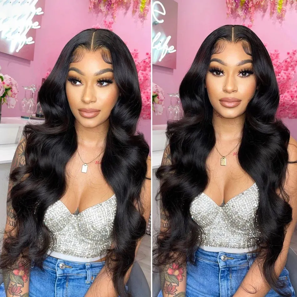 High Quality 30 40 inch Body Wave Lace Frontal Human Hair Wigs Brazilian Remy Water Wave 5x5 Lace Closure Wig for Black Women
