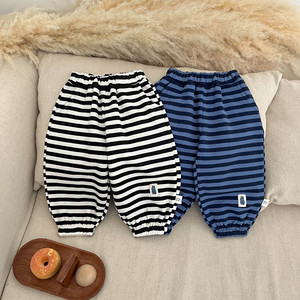 <span class=keywords><strong>Pantaloni</strong></span> Sportivi per Bambini Primavera 2025 Nuova Moda Casual Larghi in Cotone Rivestito in PU a Righe Stile Coreano - Product Image 1