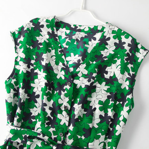 Gonna a collo a V stampata a pois blusa con chiusura in vita e Top in seta con fiocco sottile con stampa camicia da donna in seta - Product Image 3