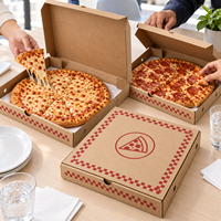 Boîtes à pizza en carton ondulé kraft imprimées sur mesure, avec couvercle à charnière carré, pour la livraison et la vente à emporter des pizzerias