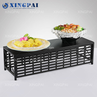 XINGPAI Buffet Restaurant Acier Inoxydable Trois Niveaux Creux Conception Rectangle Noir Alimentaire Risers Affichage pour Banquet Party