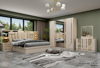 Ensembles de lit King Size MDF simple économique style turc maison chambre 5 pièces maison modulaire commode ensembles de chambre à coucher