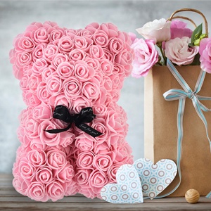 Cadeaux de la Saint-Valentin LUYI, décoration en forme d'ours en roses artificielles avec boîte lumineuse, ours en peluche pour femme, petite amie, cadeau d'anniversaire, fleur - Product Image 3