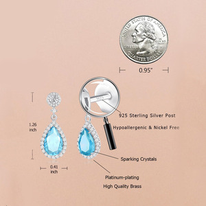 Classic Natural Aquamarine Cubic Zirconia Dangle <b>Earrings</b> <b>Silver</b> Teardrop Crystal <b>Drop</b> <b>Earrings</b> Women Wedding Fine Jewelry - Product Image 4