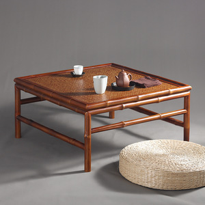 Handmade Rattan <b>Coffee</b> <b>Table</b> Red <b>Bamboo</b> Square Low Tea <b>Table</b> For Living Room Indoor Use - Product Image 1