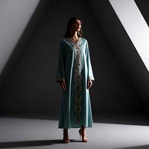Custom Premium Lace Trim Polyester Elegant Abaya for Muslim Women Modest Dress Wholesale Supplier Middle East - Product Image 4