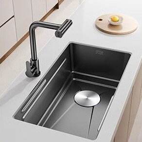 Fregadero de Cocina Grande de un Solo Tazón, Acero Inoxidable 304, 5MM de Grosor, Textura Martillada, Diseño Volcánico - Product Image 5