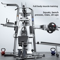 Ensemble de musculation multifonctionnel intégré à trois stations en acier pour usage domestique avec pile de poids de 80 kg pour l'entraînement en force