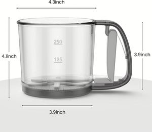 Tamis à farine en plastique écologique de 3 tasses avec presse manuelle et mailles fines - Product Image 4