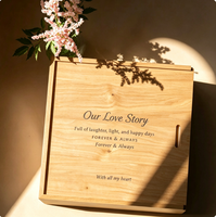 Grande boîte à souvenirs en bois avec couvercle coulissant, personnalisable et gravée, boîte de rangement pour cadeaux en gros