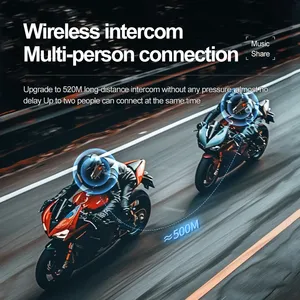 Interfono per Casco Moto, Auricolare Wireless BT5.3 e IPX67, Chiamate a Mani Libere, Riduzione del Rumore Wireless per Interfono a 2 Piloti fino a 500M - Product Image 6