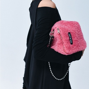 Fashion Wool Crossbody <b>Bag</b> Metal <b>Bead</b> Chain High End Square Phone <b>Bag</b> Crossbody <b>Bag</b> Label Sewing Logo Outdoor - Product Image 5