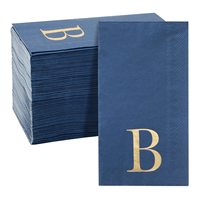 Feuille d'or initiale lettre B bleu monogramme serviettes en papier 3 plis sac fournitures de fête pour mariage anniversaire bébé douche