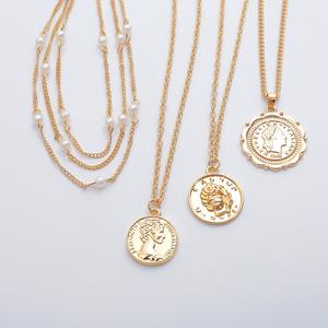 Collar tejido figura redonda colgante en relieve perla flecos collar de tres capas para mujer Uionen 1403 - Product Image 2