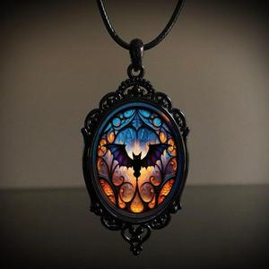 Gothique Vampire Hibou Camée Collier Femmes Hommes Mode Païenne Sorcière Bijoux Accessoires Cadeau <span class=keywords><strong>Blood</strong></span> Owl Verre Charm Corde Chaîne Ras du Cou - Product Image 2