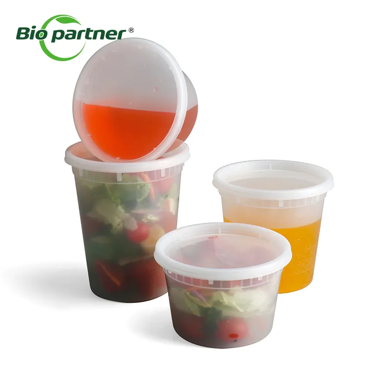 Tùy Chỉnh 8Oz 12Oz 16Oz 24Oz 32Oz Dùng Một Lần Deli Container Vòng Rõ Ràng Tủ Đông PP Gói Thực Phẩm Deli Container