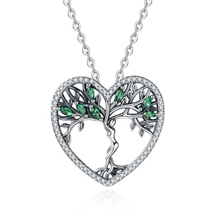 925 de plata esterlina espiritual de piedras preciosas familia Árbol de la vida COLLAR COLGANTE - Product Image 1