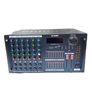Amplifier Pencampur Gema Stereo Digital Pro/DJ Amp Kualitas Tinggi dengan BT/FM/12MIC/Double 10 EQ