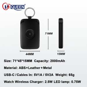 Batería Externa Magnética Inalámbrica de Emergencia con Logotipo Personalizado, Mini Portátil, 2000 mAh, con 2 Cables de Carga para Teléfono y Reloj - Product Image 3