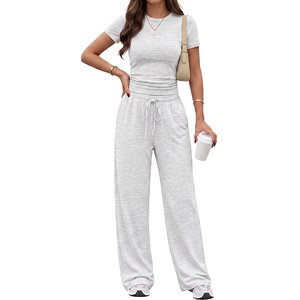 Trajes de Dos Piezas para <span class=keywords><strong>Mujer</strong></span>, <span class=keywords><strong>Tallas</strong></span> Grandes, Suaves y Cómodos, Corte Holgado, Pantalones Anchos a Juego, Tiempo de Entrega: 15 Días - Product Image 2