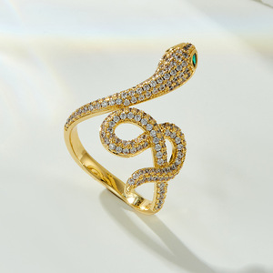 Snake Shape Micro Set Zircon <b>Open</b> <b>Ring</b> For Index Finger Everyday Wear Jewelry - Product Image 4