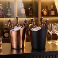 Ember Es Batu Stainless Steel Kapasitas Besar 5L Dengan Pegangan Mudah Dibersihkan Tebal Logo Custom Komersial untuk Wine Bir Hotel Bar
