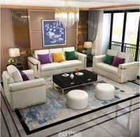 Ensemble de canapés sectionnels carrés modernes en velours et similicuir avec rangement, rembourrés en mousse et pieds en métal, pour appartement, chambre et salon