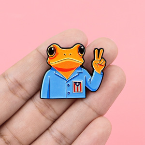 Pin Esmaltado de Rana de Puerto Rico, Rana Naranja con Bandera Puertorriqueñ<span class=keywords><strong>a</strong></span>, Pin de Solapa, Broche de Rana Coquí con Símbolo de Paz para Amantes de PR y Regalos - Product Image 4