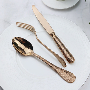 Luxurious Three-piece Rose <strong>Gold</strong> <strong>Set</strong> of Tableware Stainless Steel Tableware Steak Knife Spoon and Fork - Product Image 2