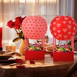 6 ensembles de lanternes <span class=keywords><strong>en</strong></span> papier <span class=keywords><strong>en</strong></span> forme de cœur pour la Saint-Valentin avec panier, lanternes <span class=keywords><strong>en</strong></span> papier rouge et rose <span class=keywords><strong>en</strong></span> forme de cœur, bonbons, collations, décorations de fête de la Saint-Valentin - Product Image 4
