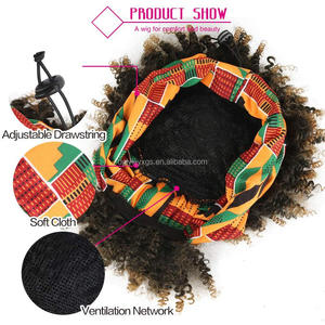 WF01 vendita calda da <span class=keywords><strong>donna</strong></span> <span class=keywords><strong>parrucca</strong></span> corta <span class=keywords><strong>Afro</strong></span> crespo <span class=keywords><strong>parrucca</strong></span> riccia alta sbuffa sintetico nero coulisse fascia parrucche - Product Image 5