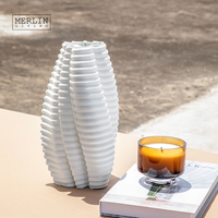 Merlin Living Impression 3D Vase Roulé Terrasse Forme De Luxe Vase Décoration de La Maison Vase Chaozhou Céramique Usine En Gros